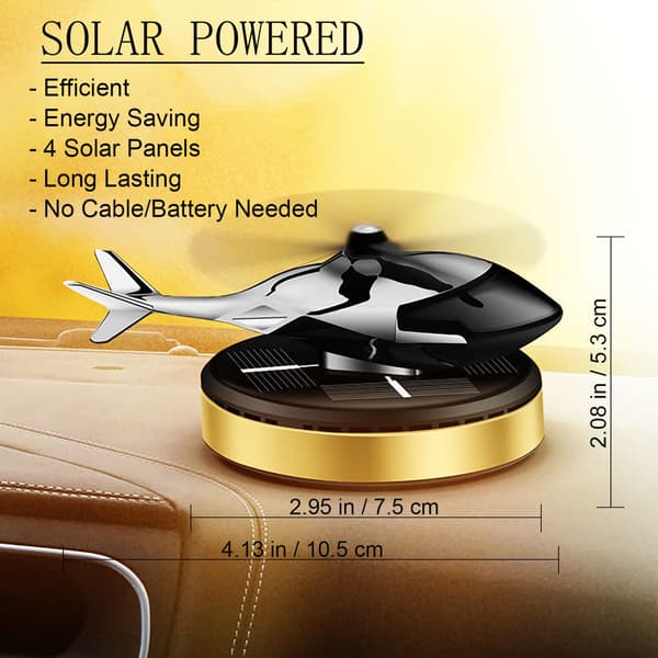 Bilduftfrisker - Helikopter Solar Roterende Aromaterapi Diffuser, Bil- og Hjemmeinteriørdekorasjonstilbehør, for Bil/Hjemmeduft Gold