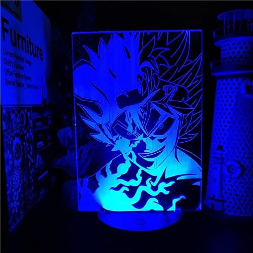 HSYPS Black Clover Asta Figur Anime 3D Lampe LED Illusjon Ni