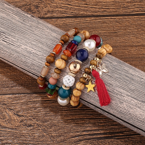 1PCS Bohemian Bead Bracelet, Ladies Multilayer Stackable Bea