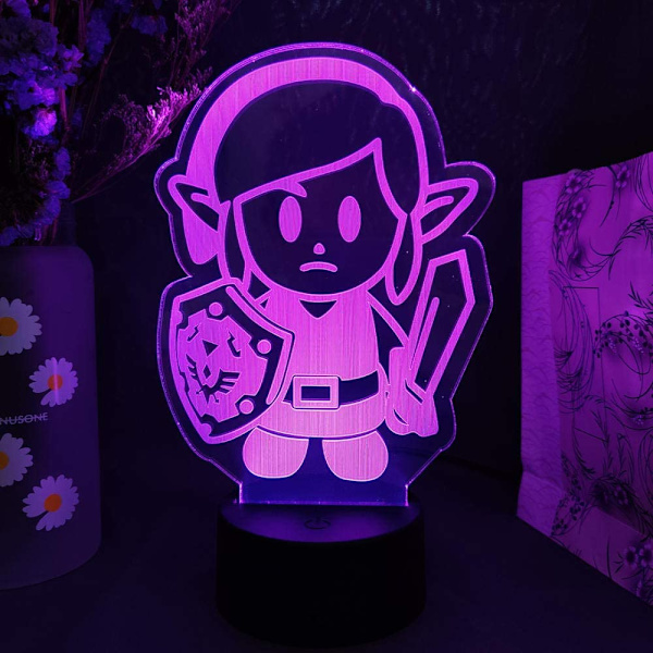 Pojkar Flickor Sovrums Dekoration Link's Awakening 3D Illusion Lampa Barn Nattlampa Spelkaraktär LED Ljus Julgåva Rum Dekoration Sovlampa 16 Färger R