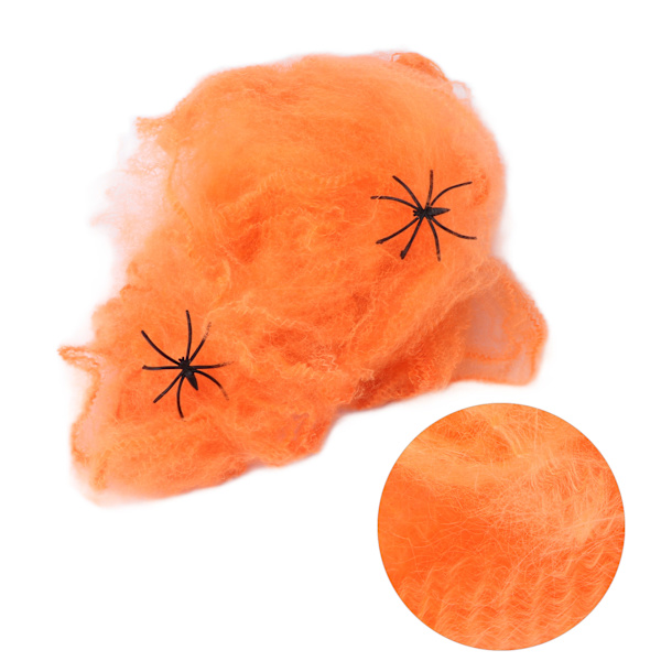 5 stk. Edderkoppnett Skrekkelig Levende Skalerbar Halloween Dekorativt Tilbehør for Innendørs Utendørs Orange