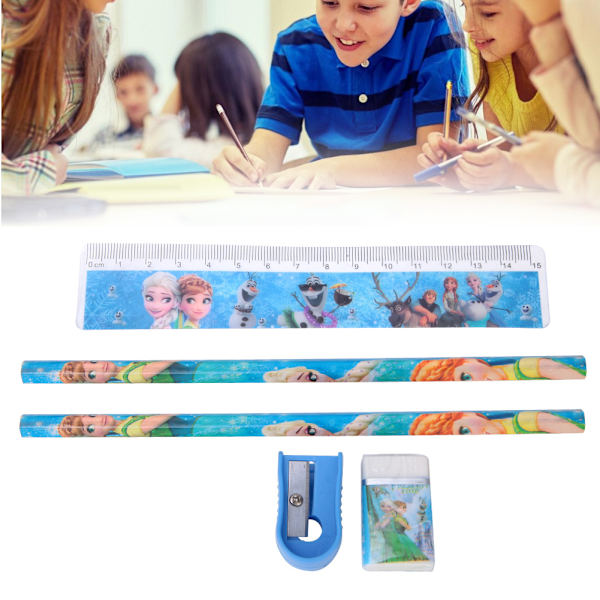 Kombination Stationery Set Cartoon Pennfodral 6-i-1 Kit för Barn Studenter Present (Princess)