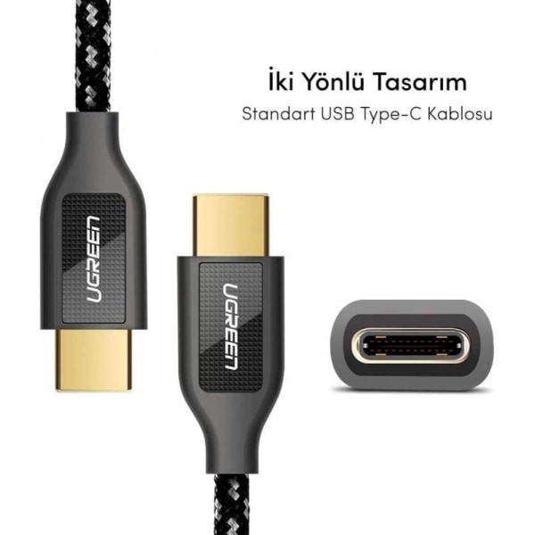 Flätad USB Type-C laddnings- och datakabel, 25 CM