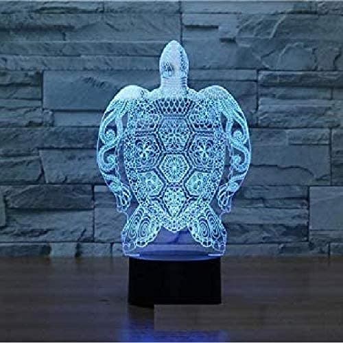 3D Ny Skildpadde Natlampe 7 Farveskift Touch Switch LED Ta