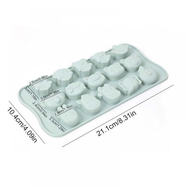 2PCS Cartoon Animal 15 Grid Pressed Soft Bottom Ice Block M