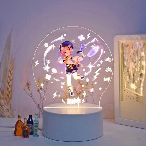 Genshin Impact Barbara 3D LED Akryl Natlampe 7 Farver USB Anime Lampe