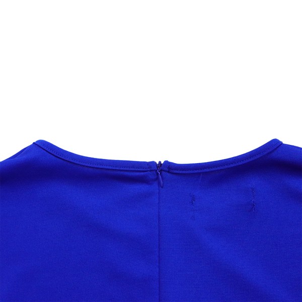 Temperament Sexet ensfarvet plisseret kjole (kongeblå XXXL)