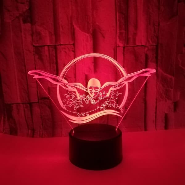 Svømme Natlampe, 3D Illusion LED Lampe, 7 Farver Dæmpbar