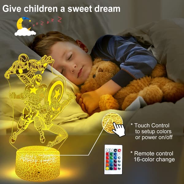 Gutt Gaver Nattlys for Barnerom LED Dekor 3D Illusjon La