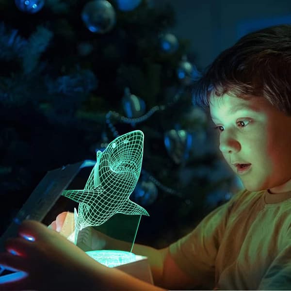 Nice Dream Haj Shark 3D Optisk Illusion Lampe, 3D Natlys til Børn