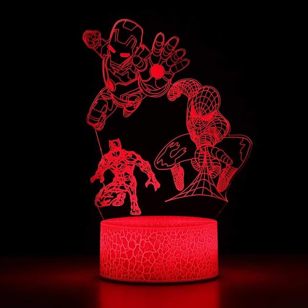 3 Mønster 16 Farver 3D Illusion Natlampe Superhelte Lamper