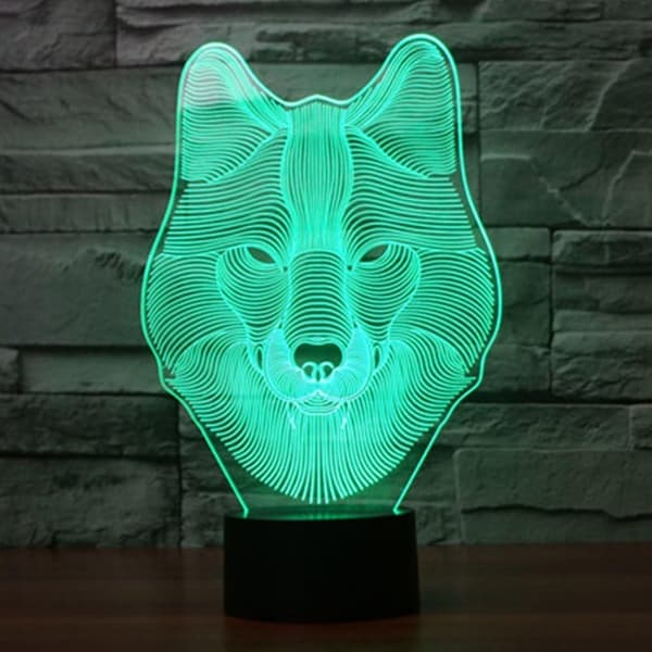 Animals Wolf 3D Natlampe med Touch-kontrol, Ticent