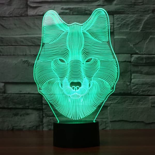 Animals Wolf 3D Nattlys Berøringskontroll Bordlamper, Ticent