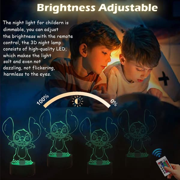 MengXing Lilo Stitch LED Stemningslampe Happy Stitch Teddy Monste