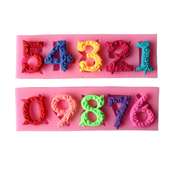 Silikone Nummer 0-9 3d Relief Fondant Chokoladeform Med Pindestangshul Til Fødselsdagskage Dekoration Diy Bagning