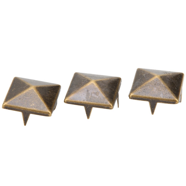 100 st fyrkantiga pyramidpunknitar 4 klor metallnitar för armband kläder skor handväska brons 10 mm