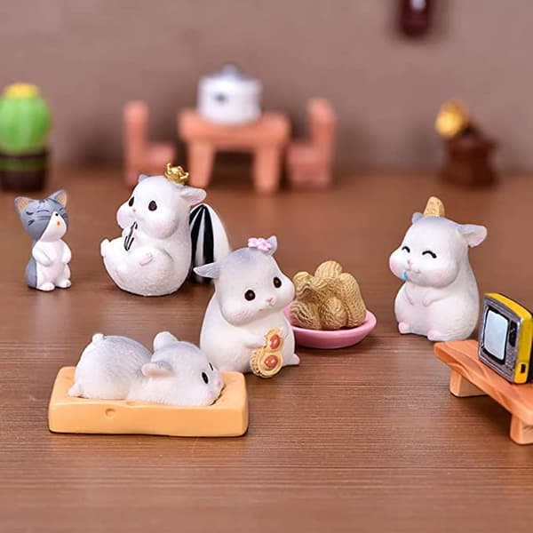 8-pakning Hamster Figur Dyreleke Kakepynt, Fe