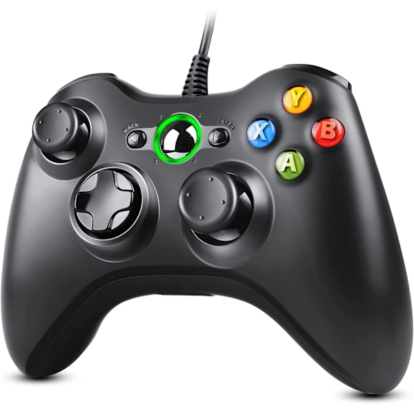 Xbox 360 Controller, USB Wired Gamepad Joystick with Improved Dual Vibration and Ergonomic Design for Microsoft Xbox 360 & Slim & PC Windows 7/8/10(B