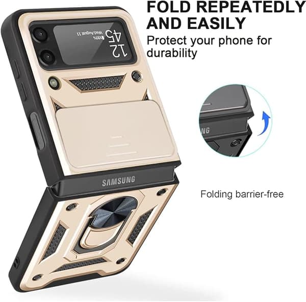 Kompatibel med Samsung Galaxy Z Flip 3 Case, [Militær Gra