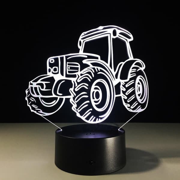 3D Bil Traktor Lastbil Natlampe Touch Switch Bordlampe Opt