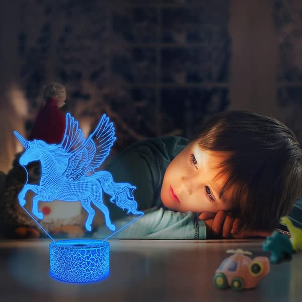 Enhjørningegaver til piger, 3D-Illusion Natlampe Sengelampe