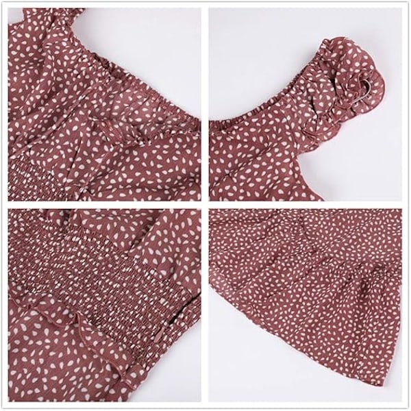Dame Sommer Flæseærme Sweetheart Udskæring Print Kjole Mini Kjoler XL