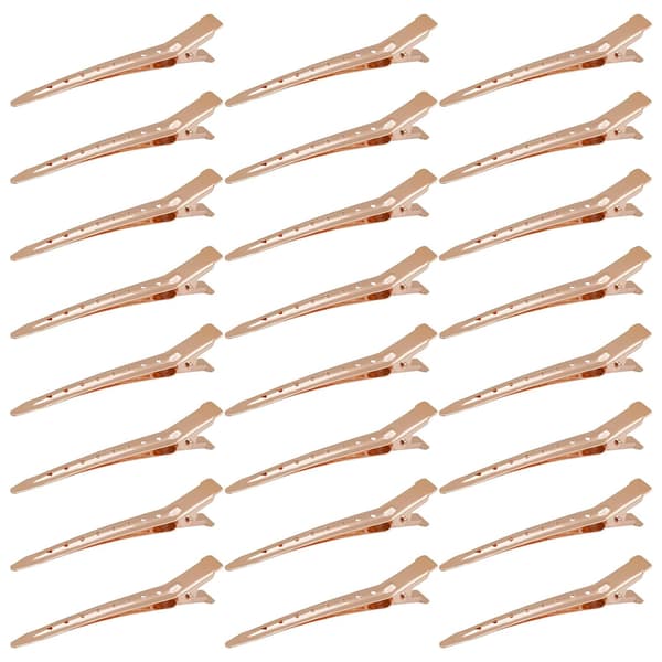 24 pakker andebilleclips, 3,35 tommer rustfrit metal alligator krølleclips med huller til hårstyling, hårfarvning Rose Gold