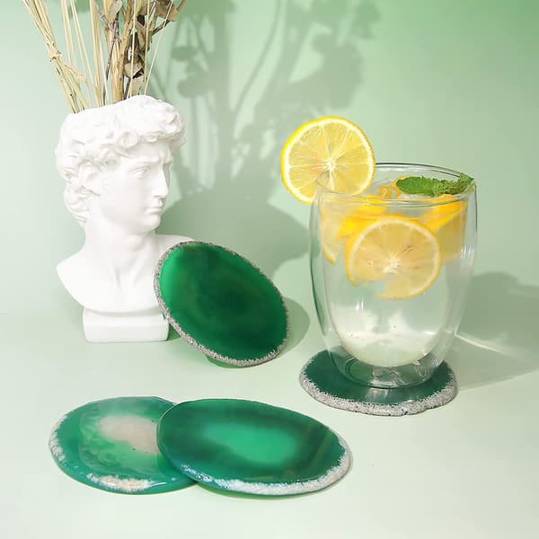 Grønn Steinbrikke, krystallkoppbrikke, koppmatte for drikke