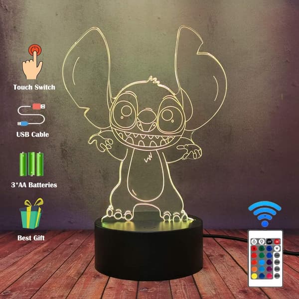 MengXing Lilo Stitch LED Stemningslampe Glad Stitch Teddy Monste