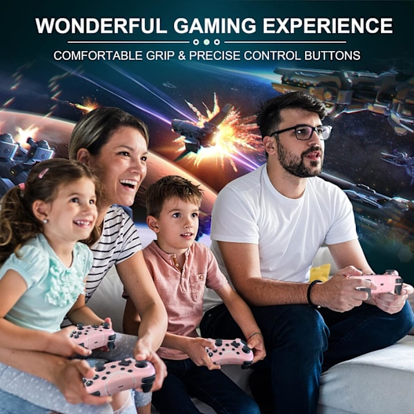 Trådløse brytere kontrollere rosa, Nintendo Switch-kontroller for Nintendo Switch/Lite/OLED/Windows PC med programmerbar/vibrasjon/turbofunksjon, bryter pink