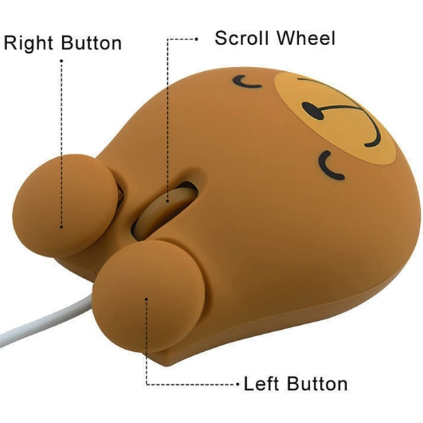 Cute Animal Bear Shape USB trådbunden mus Optisk mus f