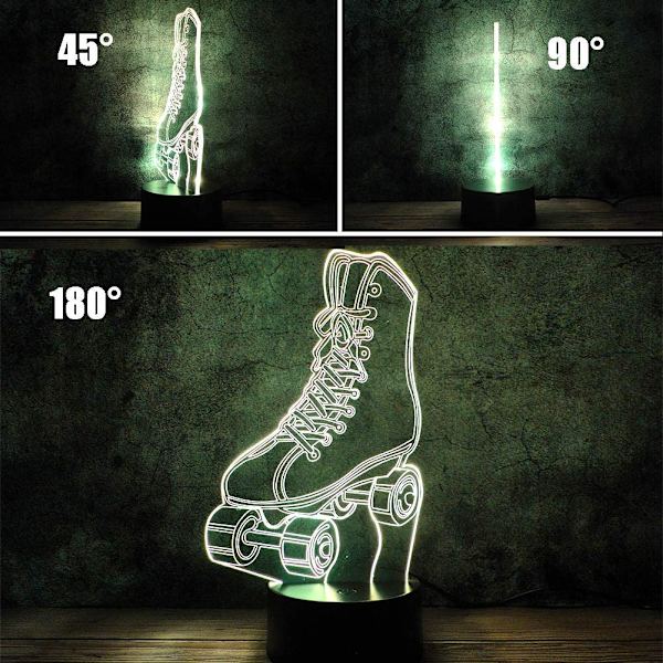 Rullskridsko LED 3D Illusion Nattljus USB Hjulskridsko S