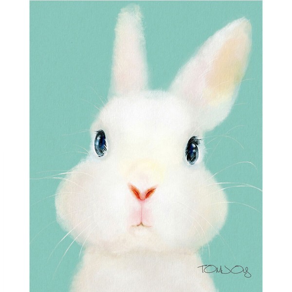 Tecknad alpacka, kanin och gris väggkonst Canvas Print affisch, Simple Cute Waterco