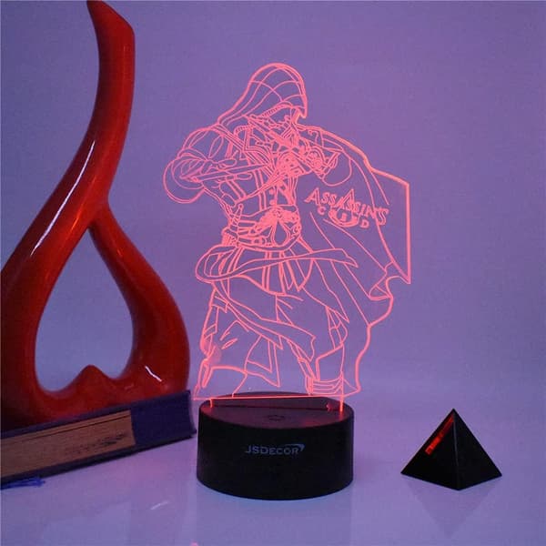 Spilfigur Ezio Auditore 3D Drømmefarve LED Natlampe Ass