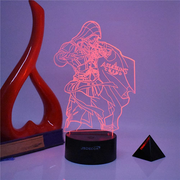 Spillfigur Ezio Auditore 3D Drømmefarge LED Nattlys Ass