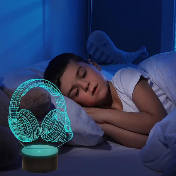 Hovedetelefon Natlampe til Børn, Musikhovedtelefon 3D Illusion Lamper