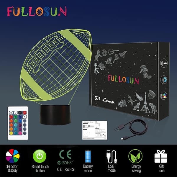 Fodbold 3D Natlampe, Amerikansk Fodbold 3D Illusionslampe