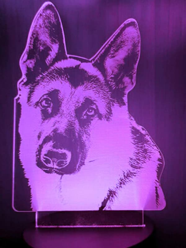 3D Schäferhund Ulv Nattlys Lampe Illusjon 7 Farger