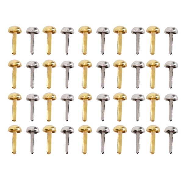 40 st 6 mm Mini Brads Guld Silver Galvanisering Rund Mässing Metall Pappersfästen Brads för DIY Hantverk Scrapbooking