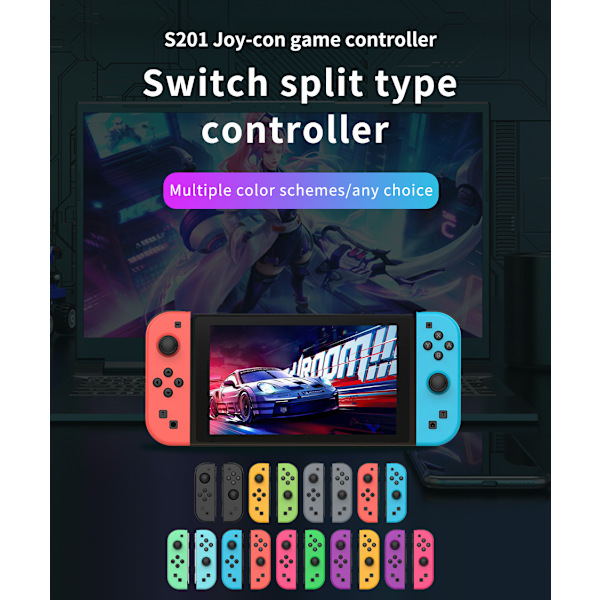Trådløs Bluetooth Gamepad: Split venstre-højre controller med bevægelsessensor, vibration og sleep-wake funktion Black