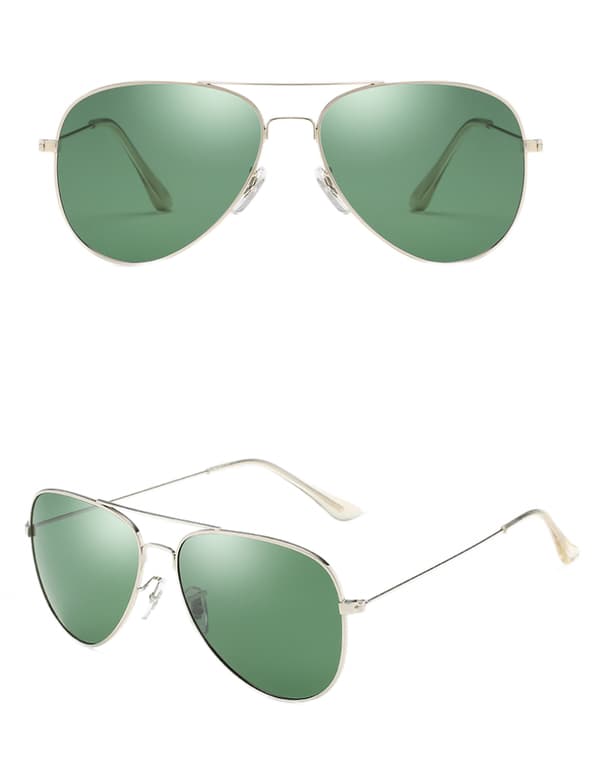 Polariserte Aviator-solbriller for menn og kvinner, metall, flat topp Su
