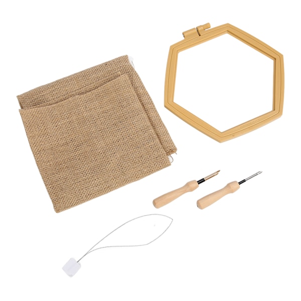 Punch Needle Kit Hex Hoop Blank Glansram Enkel Användning Säker Hållbar Punch Broderikit för Hantverk DIY Nybörjare