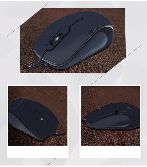 Vacker design 2.4G kontor 3 knappar trådbunden USB svart mus