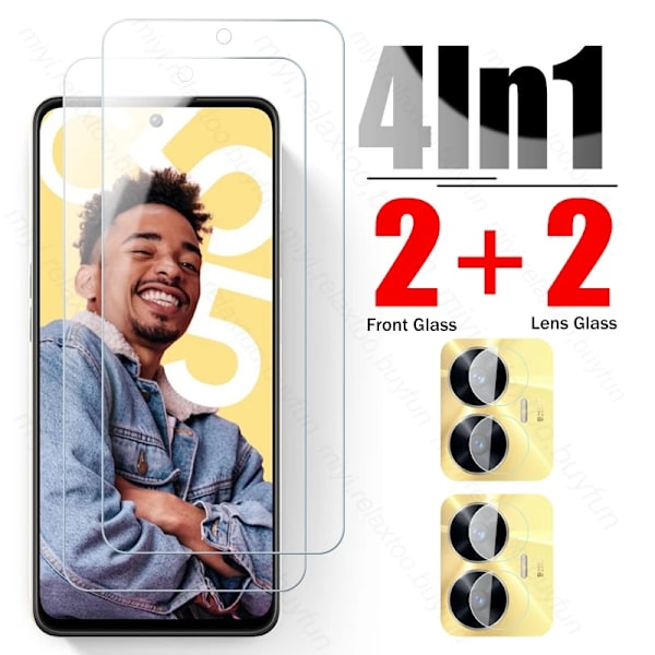 4 i 1 för Realme C55 4G Glass Kameraskyddsglas Relme Realmi C55 C 55 RMX3710 6.72\" Telefonskärmsskydd Härdat Glas