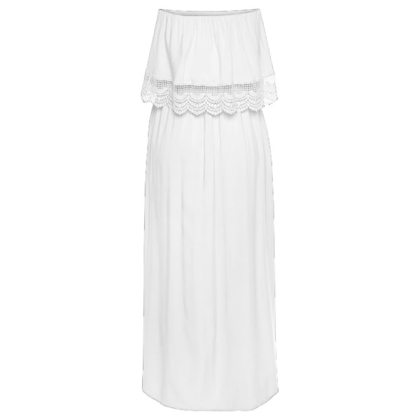 Stropløs Cover Ups Off Shoulder Blomster Sommerkjoler (Hvid M)