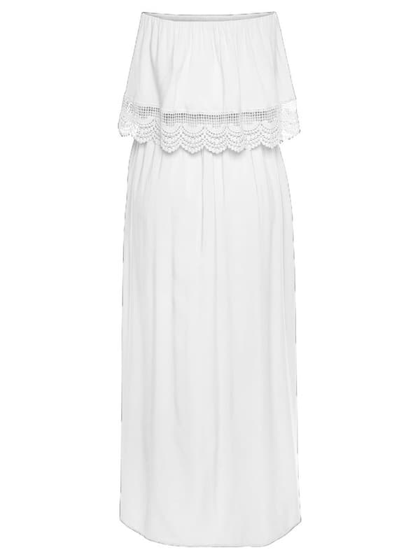 Stropløs Cover Ups Off Shoulder Blomster Sommerkjoler (Hvid S)