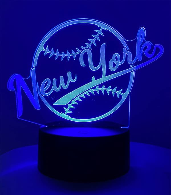 3D Baseball New York Nattlampe 3D Illusjonslampe for Gutter G