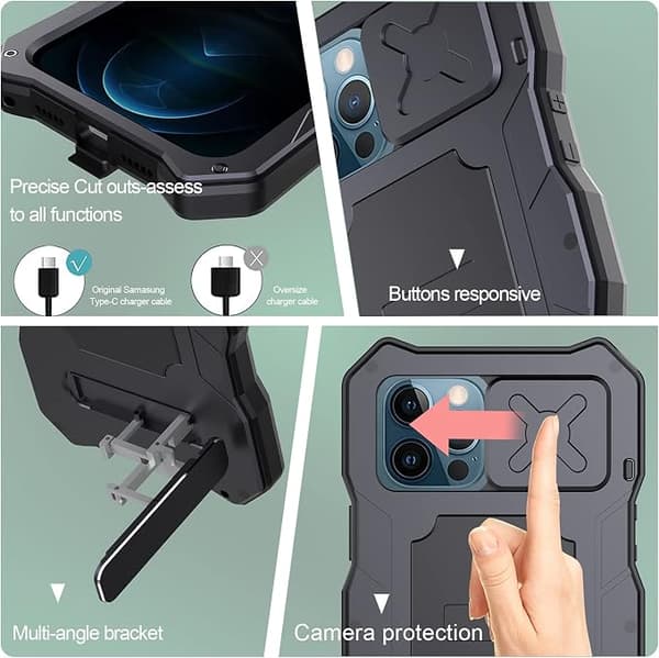 Yhteensopiva iPhone 12 Pro Max vedenpitävän metallikotelon kanssa, Bui