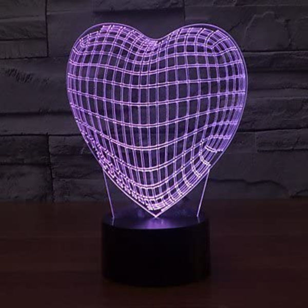 Ny 3D Kärlek Hjärta Nattljus Touch Switch Bordsskiva Optica