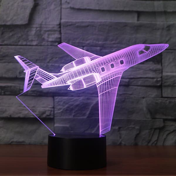Jet-lentokone USB-pöytälamppu 3D-lamppu LED 7 värin vaihto